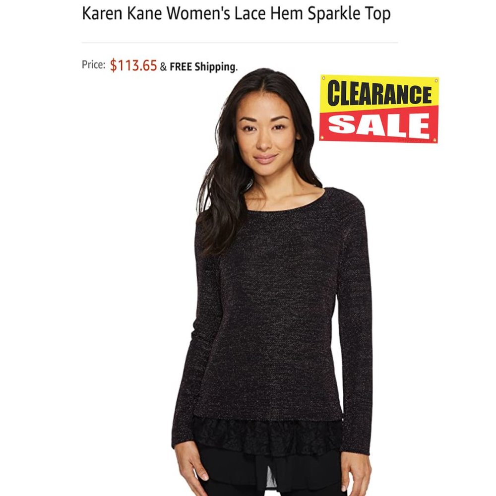Karen Kane Women's Lace Hem Sparkle Top XS